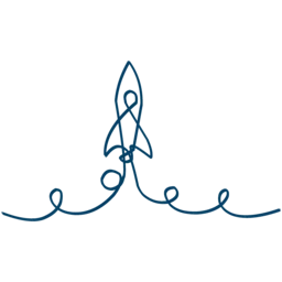 Minimal line drawing of a rocket launch